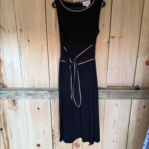 J. Jill Black Midi Dress with Tan Trim